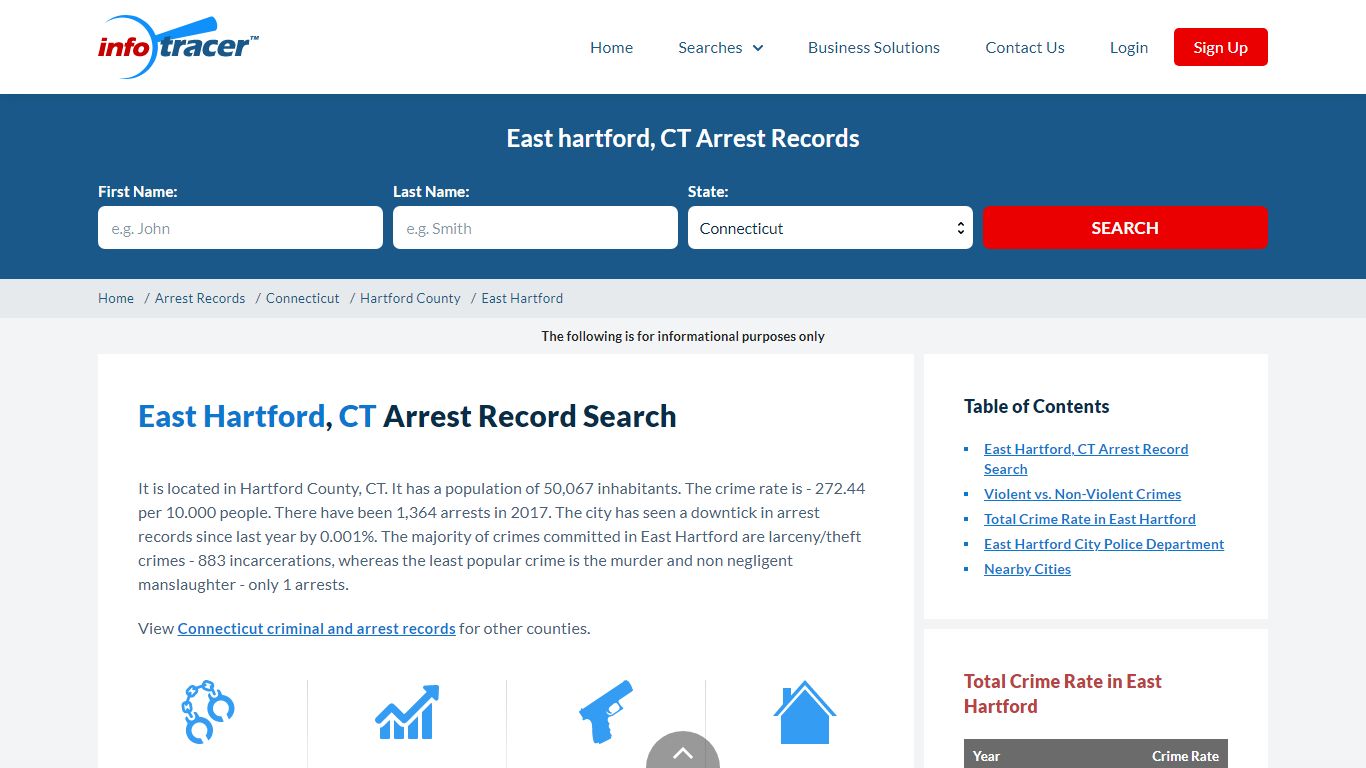 Find East Hartford, CT Arrest Records Online - InfoTracer
